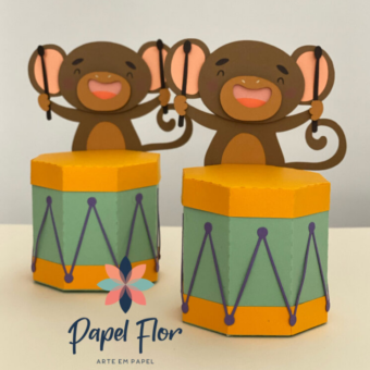 Caixa tambor macaco _ animais músicos PF