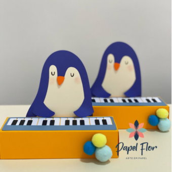 Caixa teclado pinguim_ animais músicos PF