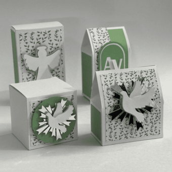 Kit 4 caixas Batizado Lavanda_arquivo de corte